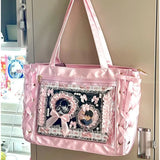 Weiyinxing Sweet Lolita Pink Ita Bag Women Japanese Transparent Large Capacity Tote Bag Ladies Harajuku Kawaii Handbag Aesthetic