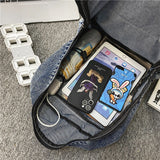 Weiyinxing Women's Backpack Large Schoolbag Designer Capacity Daypack Casual Denim Rucksack Student School Book Bag Retro Backpacks