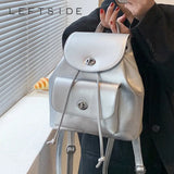 Weiyinxing Brand 2024 Retro Silver Back Pack Small PU Leather Backpack Women School Bags For Teenagers Girls Luxury Backpacks