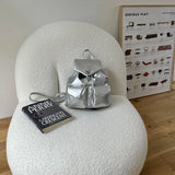 Weiyinxing 2024 Y2K Retro Silver Back Pack Small PU Leather Backpack Women School Bags For Teenagers Girls Luxury Backpacks