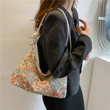 Weiyinxing Western Style Colored Shoulder Bag European American Trend Ethnic Style Canvas Bag Women's Minimalist Underarm Shoulder Bag