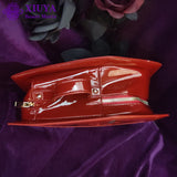 Weiyinxing Harajuku Gothic Bags 2023 Punk Coffin Handbags For Women Red Patent Leather Cross Rose Embroidered Cosmetic Bag Suitcase
