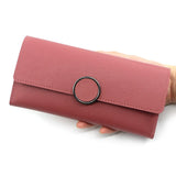 Weiyinxing Wallets Ladies Casual Simple New Women's Clutches Long Tri-fold Wallets Documents Coin Purses Card Holders Solid Color