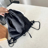 Weiyinxing Silk Drawstring Backpack Strap Design 2024 Winter Korean Fashion Backpacks Lady Big Back Pack