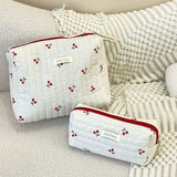 Weiyinxing Cotton Ladies Travel Storage Bag Retro Cherry Women's Cosmetic Bags Cute Design Girls Pencil Case Makeup Bag Handbags