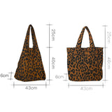 Weiyinxing Corduroy Leopard Print Bag Ladies Shoulder Casual Tote Shopping Bag Large Capacity Handbags Totes Women Ladies Hand Bags