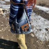 Weiyinxing Punk Denim Y2k Bag Women 2024 High Street Pockets Chic Vintage Backpack Ladies Harajuku Casual Messenger Bags Versatile