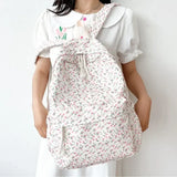 Weiyinxing Student School Backpack Floral White School Bags for Teenage Girls Cute Women's Backpack Brand Book Bag Nylon Rucksack