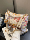 Weiyinxing Capacity Women Crossbody Bags Fashion Colorful Striped Shoulder Pillow Bag Spring Summer Trendy Chains Commuter Pouch