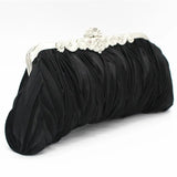 Weiyinxing Lady Party Wedding Handbag Purse Girl Soft Evening Bag Bridal Women Satin Crystal Clutch