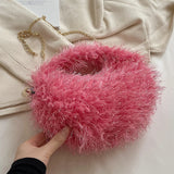 Weiyinxing Women Hobo Bag Luxury Designer Faux Fur Handbag Brand Women Bag Clutches Lady 8 Colors Plush Crossbody Bag Fashion Tote Small