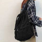 Weiyinxing Lady Canvas Drawstring Laptop Backpack Girl Travel Student Bag Fashion Cool Female College Backpack Women Cute School Bag