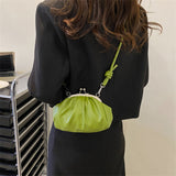 Weiyinxing Shoulder Bag Metal Clip Buckle Women Shoulder Handbags Shell Shape Small Leather Pleated Cloud Lady Purse for Travel Dating