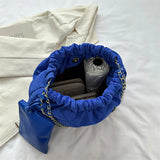 Weiyinxing Quilted Pleated Crossbody Bag for Women Padded Shoulder Bag Design Tote Winter Bucket Bag Casual Handbags Chain Shopper Bag