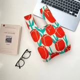 Weiyinxing Handmade Knit Handbag Women Wrist Bag Japanese Casual Color Tote Bag Student Reusable Shopping Bags Purses and Handbags