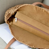 Weiyinxing Round Straw Shoulder Bag Women Large Capacity Handbag Handmade Weaven Beach Bags Fashion Rattan Handle Bag Vacation Tote