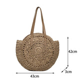 Weiyinxing Straw Bag Summer Handmade Beach Bag Large Capacity Shoulder Bag Vacation Rattan Totes Outdoors Seaside Handbag Bolsas