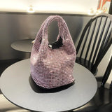 Weiyinxing Crystal Clutch Purse Bucket Shoulder Bag Rhinestone Handmade Purses and Handbags Luxury Designer Evening Clutch Bag Purse