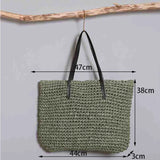 Weiyinxing Straw Bag Summer Handmade Beach Bag Large Capacity Shoulder Bag Vacation Rattan Totes Outdoors Seaside Handbag Bolsas