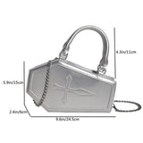 Weiyinxing Women Crossbody Bag Large Capacity Coffin Shape Phone Shoulder Bag Halloween PU Top Handle Bag for Travel Make Up Cosmetic Bag