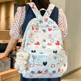 Weiyinxing Trendy Cute Cartoon Printing College Backpack New Girl Travel Nylon Book Bag Female Laptop Fashion Women Kawaii School Bags