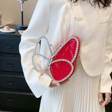 Weiyinxing Evening Bags for Women Matte and Sequin Handbag Female Red Rhinestone Purses Lady Clutch Purse for Wedding Party