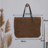 Weiyinxing Straw Bag Summer Handmade Beach Bag Large Capacity Shoulder Bag Vacation Rattan Totes Outdoors Seaside Handbag Bolsas