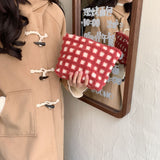 Weiyinxing Color Women's Small Storage Bag Retro Plaid Ladies Plush Clutch Handbag Wallet Casual Daily Female Purse Shopping Bags
