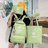 Weiyinxing Student School Backpacks New Large Capacity Travel Rucksack Fashion Canvas Daisy Print Knapsack Teenagers Girls Bookbag