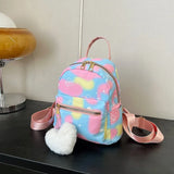 Weiyinxing Backpack Women Nylon Cute Small Shopper Handbags Multicolor Book Bags with Heart Pendant Girls Fashion Shoulder Bag