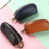 Weiyinxing Leather Key Holder Organizer Pouch Men Women Car Key Wallet House Keychain Housekeeper Key Case Zipper Bag Mini Card Bag