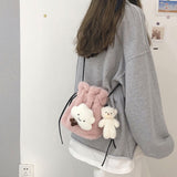 Weiyinxing Cute Shoulder Bag For Women Fluffy Soft Bucket Trend Luxury Package Winter New Fashion Kawaii Versatile Crossbody Bag