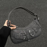 Weiyinxing Sweet Cool Denim Grey Shoulder Bag Women Y2k Grunge Hot Girls Casual Handbag Lady Vintage Versatile Underarm Bag Autumn