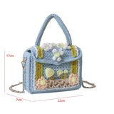 Weiyinxing Small Square Bag For Ladies Fashion Knitting Shoulder Bag Women Handmade Crochet Woolen Handbag 2024 Designer Woven Bag Sac