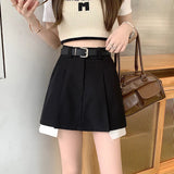 Weiyinxing Women Pleated Mini Skirt 2023 Spring Low Waist With Belt Elegant Lady Clothes Female Y2k High Street Style Shorts P373