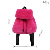 Weiyinxing Luxury Fake Fur Women's Backpack Winter Soft Plush Ladies Schoolbag Solid Color Female Furry Shoulder Bags Handbags