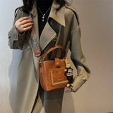 Weiyinxing Simple Small PU Leather Bucket Crossbody Bag for Women 2024 Designer Fashion Lady Luxury Black Shoulder Handbag