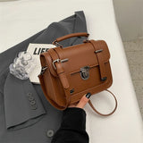 Weiyinxing Style Retro Small Square Bag Solid Color PU Leather Women's Single Shoulder Bags High-Grade Sense Lady Handbags