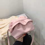 Weiyinxing Pleated Crossbody Bags for Women Summer Trendy PU Leather Lightweight Bucket Bags Female Causal Small Cloud Packs