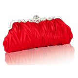 Weiyinxing Lady Party Wedding Handbag Purse Girl Soft Evening Bag Bridal Women Satin Crystal Clutch