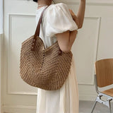 Weiyinxing Straw Bags for Women Straw Shoulder Bags Rattan Woven Top Handle Bag Hollow Raffia Crochet Beach Bag Casual Handbags 2024