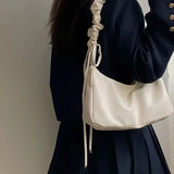 Weiyinxing Fashion Casual Shoulder Bag Solid Color Simple Pu Leather Ruched Crossbody Bag New Harajuku Style Luxury Designers Handbag