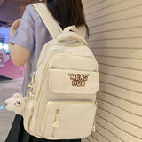 Weiyinxing Girl Green Laptop College Backpack Lady Cute Nylon Student Female Travel Kawaii Book Bag Fashion Women Leisure School Bag