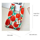 Weiyinxing Handmade Knit Handbag Women Wrist Bag Japanese Casual Color Tote Bag Student Reusable Shopping Bags Purses and Handbags