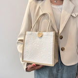 Weiyinxing Pattern Linen Handbag For Women Fashion Designer Bag Convenient Large-Capacity Shopper Tote Travel Grocery Storage Bag