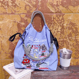 Weiyinxing Embroidery Women Shoulder Bag Designer Eco Bags for Women Rope Handle Handbags Drawstring Bag Reusable Shopper Tote