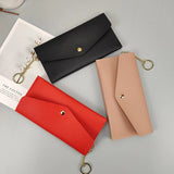 Weiyinxing Ladies' Long Purse Women's Hand Purse Multi-card Button Fashion Mobile Phone Case Solid Color All-match Fashion Ring Chain