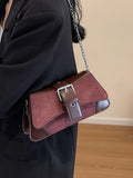 Weiyinxing Women PU Leather Underarm Shoulder Bags Fashion Contrasting Colors Chain Crossbody Bag Lady Vintage Trapeze Handbags