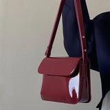 Weiyinxing Patent Leather Shoulder Bag for Women Luxury Flap Crossbody Bag Solid Color Underarm Bag Red Crossbody Bags Lady Handbag