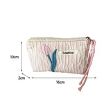 Weiyinxing Green Floral Cute Women Wallet Mini Clutch Purse Coin Purse Cotton Fresh Cute Card Bag Sanitary Napkins Bag Earphone Bag